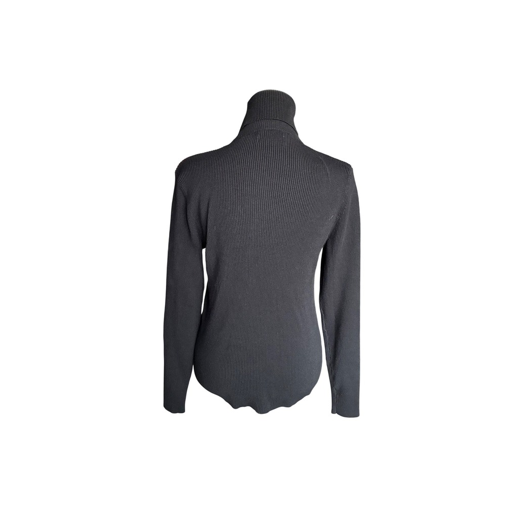 Nine West Womens Black Ribbed Turtleneck Sweater Long Sleeve Size Large L - Picture 2 of 7
